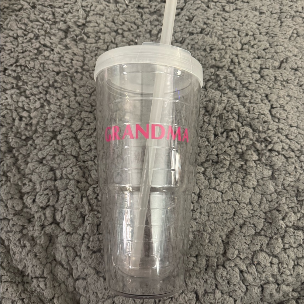 Clear Terri’s Tumbler with Pink 'Grandma' Text